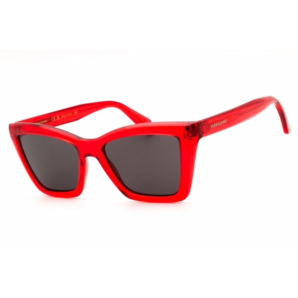 NWT Salvatore Ferragamo SF2039SE Transparent Red Cat Eye 53mm Sunglasses